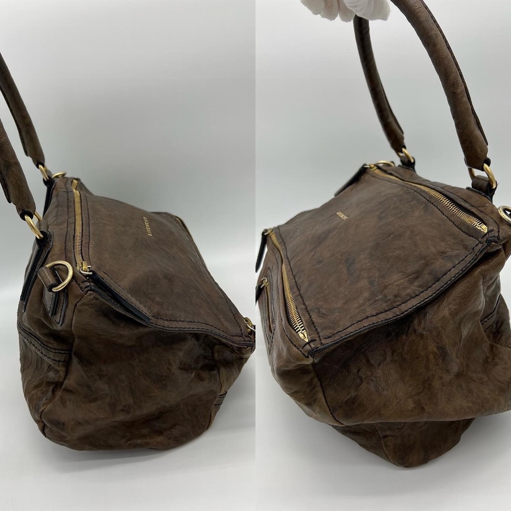 ❌SOLD❌Authentic Givenchy brown aged calf leather medium Pandora - Picture 4 of 11